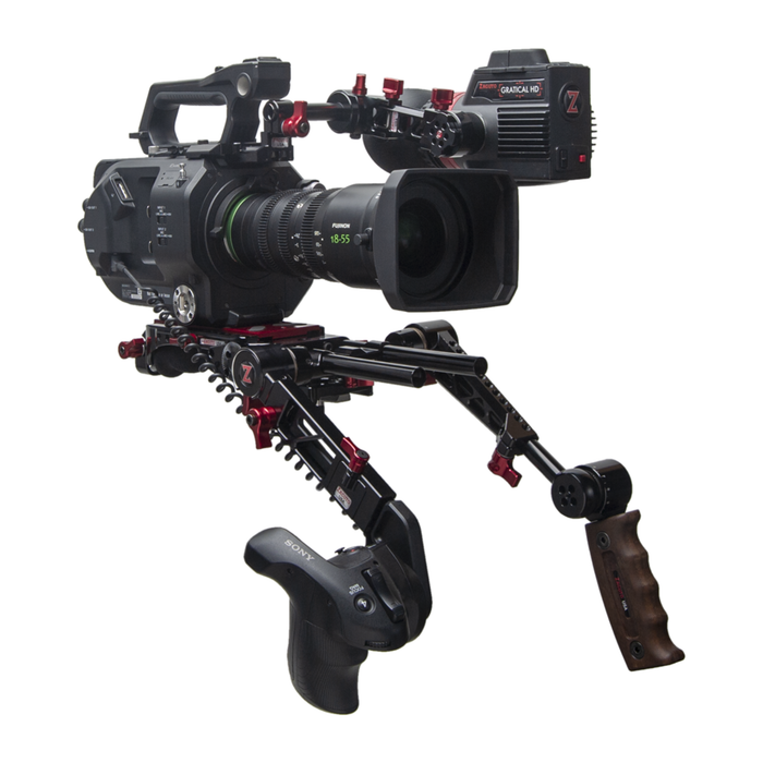 Retroceso Sony FS7 con empuñaduras de gatillo doble