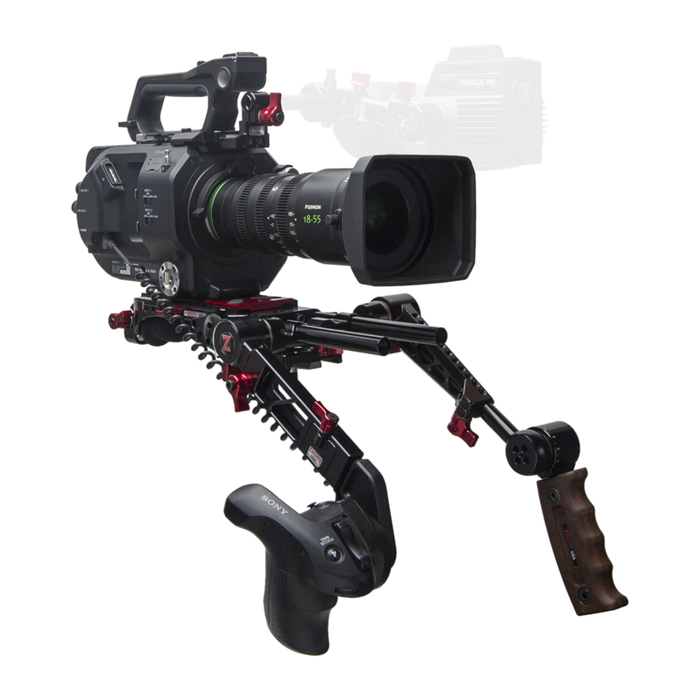 Retroceso Sony FS7 con empuñaduras de gatillo doble